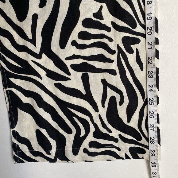 Calligraphy Wide Leg Linen Pants Women L Black White Relaxed Comfort Breathable - Picture 4 of 10